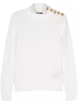 Balmain джемпер в рубчик с монограммой PB, белый