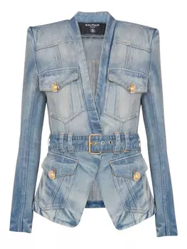 Balmain джинсовая куртка с поясом, синий