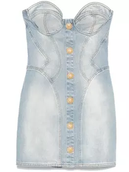 Balmain джинсовое платье мини, синий