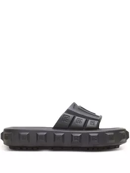 Balmain embossed-logo detail slides, черный