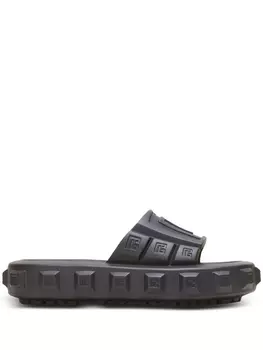 Balmain embossed-logo detail slides, черный