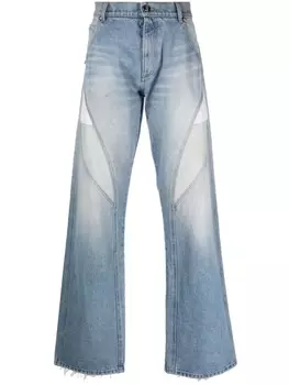 Balmain exposed-pocket cotton jeans, синий