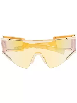 Balmain Eyewear солнцезащитные очки-маска в прозрачной оправе, золотистый