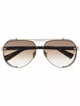 Balmain Eyewear солнцезащитные очки-пилоты с логотипом, коричневый