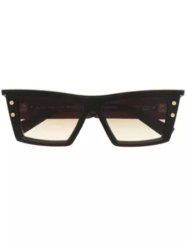 Balmain Eyewear солнцезащитные очки в геометричной оправе, коричневый