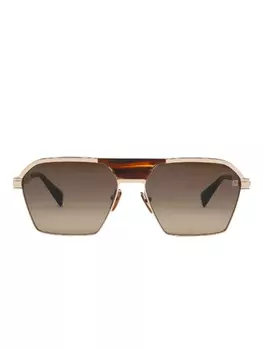 Balmain Eyewear солнцезащитные очки в геометричной оправе, коричневый