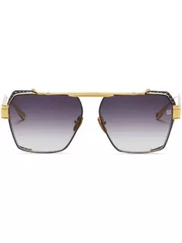 Balmain Eyewear солнцезащитные очки в массивной оправе с логотипом, золотой