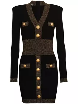 Balmain fitted embossed-button minidress, черный