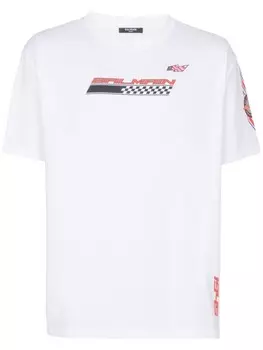 Balmain футболка из гоночного хлопка, белый