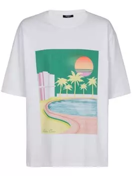 Balmain футболка из хлопка с графическим принтом, белый