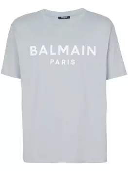 Balmain футболка из хлопка с логотипом, серый