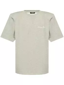 Balmain футболка из хлопка с вышитым логотипом, серый