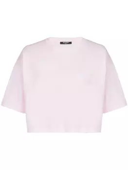 Balmain футболка из хлопка с вышитым логотипом, розовый