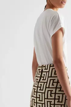 BALMAIN Футболка из хлопкового джерси с флокированием, белый