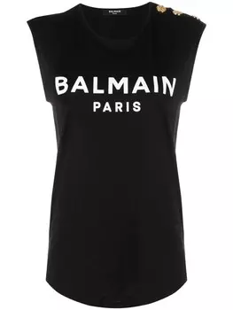 Balmain футболка на пуговицах, черный