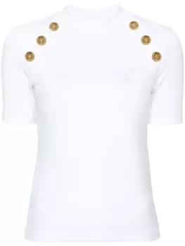 Balmain футболка с декоративными пуговицами, белый