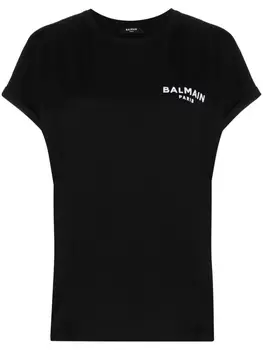 Balmain футболка с фактурным логотипом, черный
