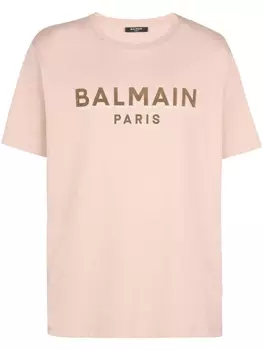 Balmain футболка с фактурным логотипом, нейтральный цвет