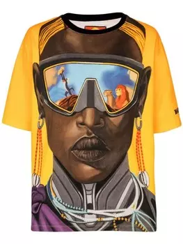 Balmain футболка с графичным принтом из коллаборации с Disney, желтый