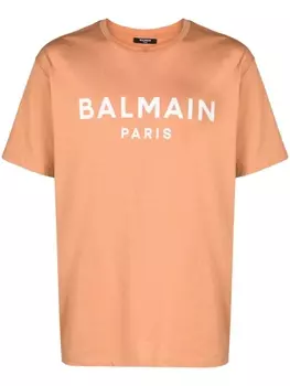 Balmain футболка с логотипом, коричневый