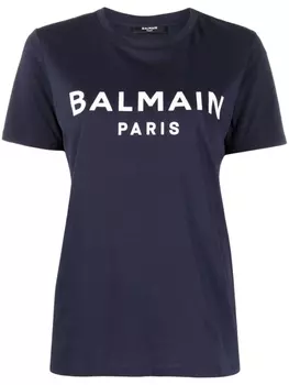 Balmain футболка с логотипом, синий