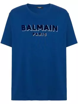 Balmain футболка с логотипом, синий