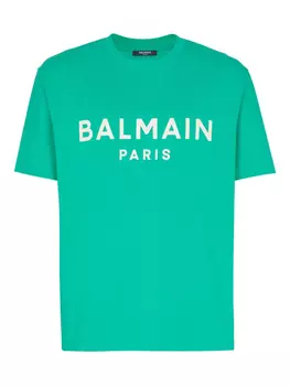 Balmain футболка с логотипом, зеленый