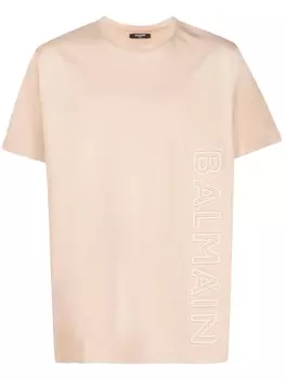 Balmain футболка с тисненым логотипом, нейтральный цвет