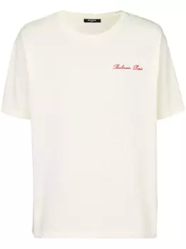 Balmain футболка с вышитым логотипом, белый