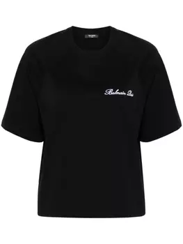 Balmain футболка с вышитым логотипом, черный