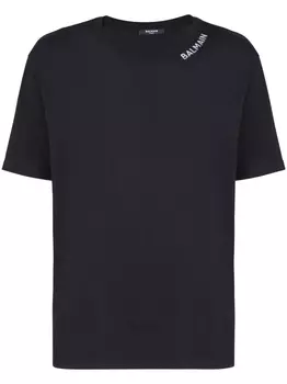 Balmain футболка с вышитым логотипом, черный
