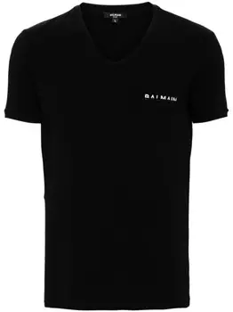 Balmain футболка с вышитым логотипом, черный