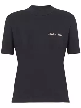 Balmain футболка с вышитым логотипом, черный