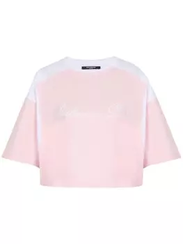 Balmain футболка с вышитым логотипом и панелями, розовый