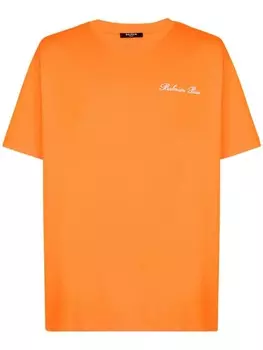 Balmain футболка с вышитым логотипом, оранжевый