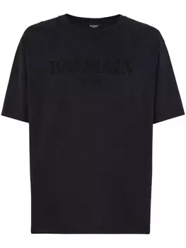 Balmain футболка с вышитым логотипом, серый