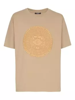 Balmain футболка с вышивкой Mdaille, нейтральный