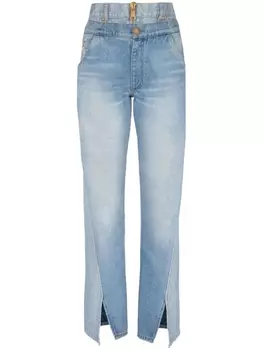 Balmain high-rise straight jeans, синий