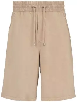 Balmain хлопковые шорты с вышитым логотипом, нейтральный цвет