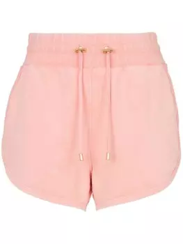 Balmain хлопковые шорты с вышитым логотипом, розовый