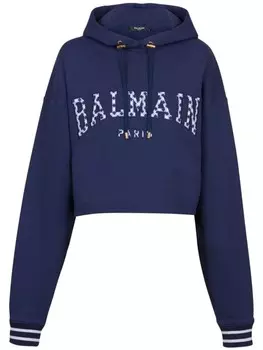 Balmain худи Paris в клетку гингем, синий