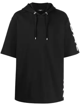 Balmain худи с короткими рукавами и логотипом, черный