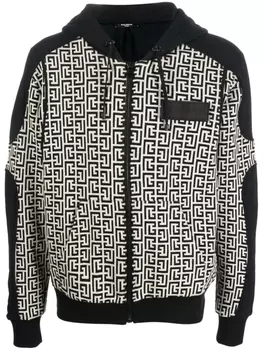 Balmain худи с монограммой, черный