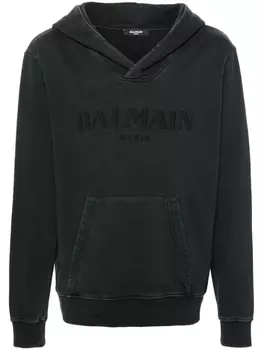 Balmain худи с вышитым логотипом, серый
