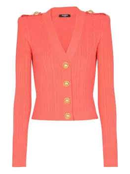 Balmain кардиган фактурной вязки, розовый