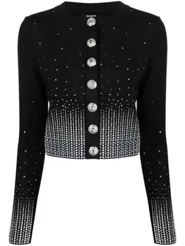 Balmain кардиган с кристаллами, черный