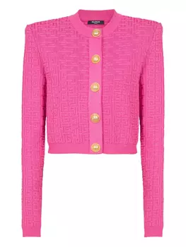 Balmain кардиган с монограммой, розовый