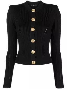 Balmain кардиган с отделкой в рубчик, черный