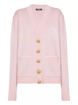 Balmain кардиган с вышивкой, розовый