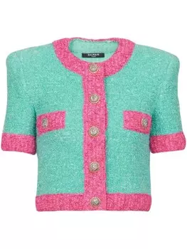 Balmain кардиган в двух тонах, зеленый